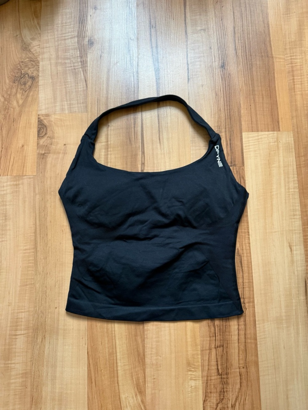 Dfyne midnight black impact halter top size medium